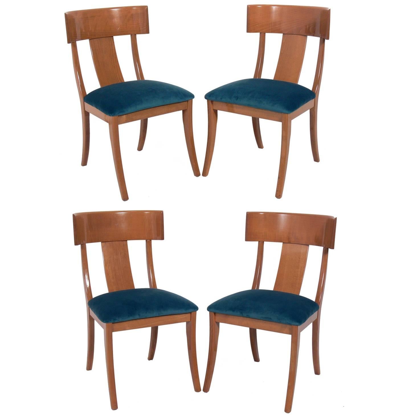 Set of Four Elegant Klismos Dining Chairs