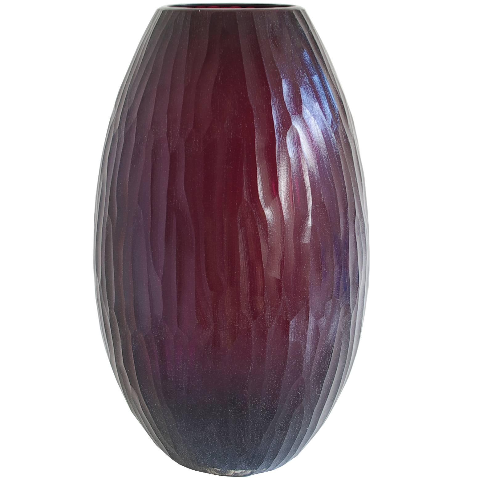 Murano Amethyst Textured Glass Vase