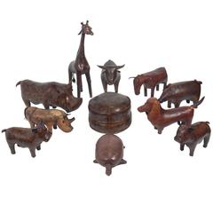 Menagerie of Abercrombie & Fitch Leather Animals and Footstools