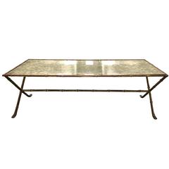 Mid-Century Chinoiserie Gold Gilt Bamboo Low Cocktail Table