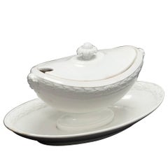 Creamware "Faïence Fine" Sauce Boat from Late 19th Century France