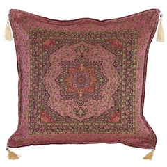 Pink Moroccan Pillow with Evil Eye Fringes