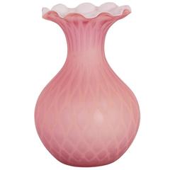 Pink Lattice Murano Ruffle Vase