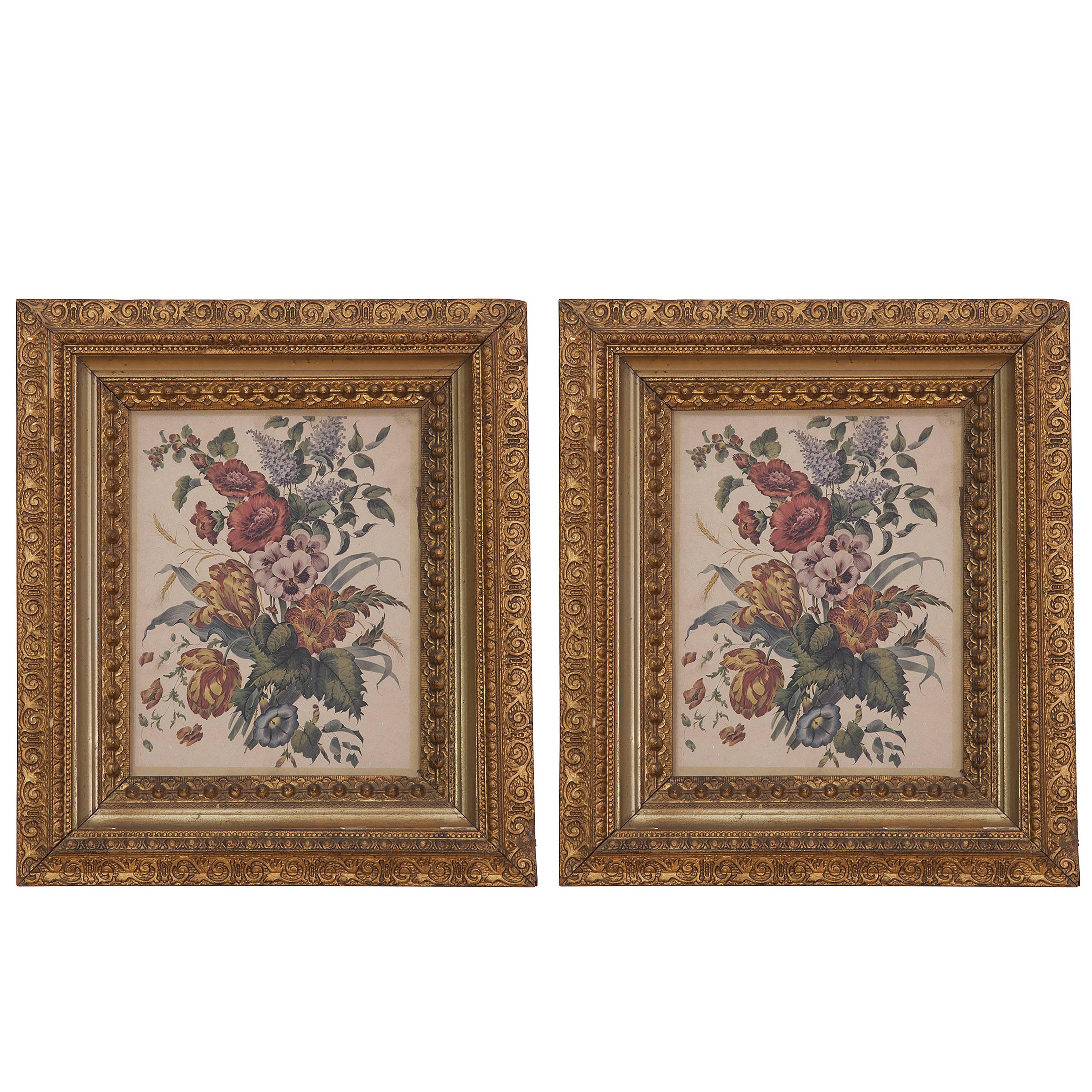 18th Century French Petite Floral Painting For Sale
