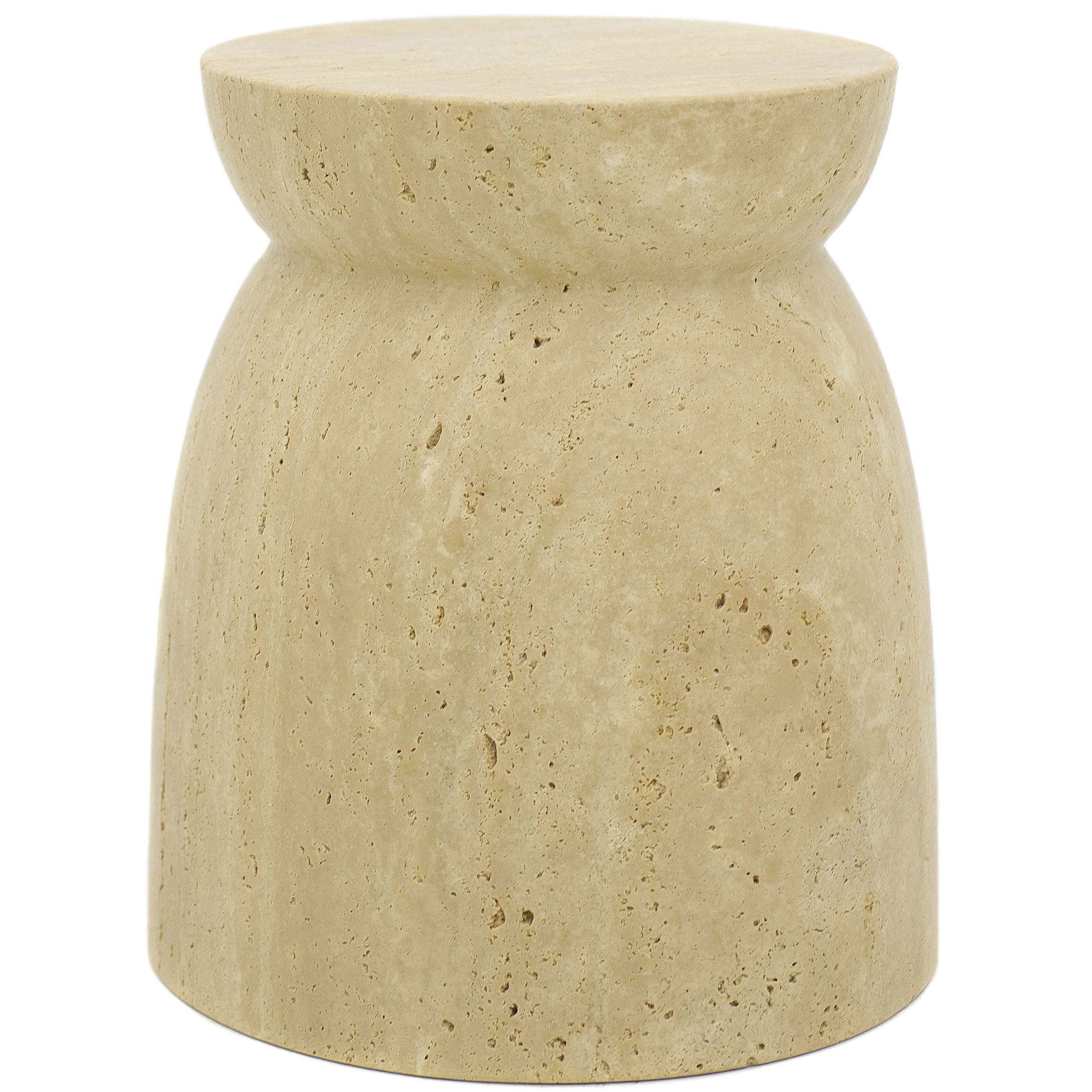 Pair of Italian Modern Travertine Marble Cork Side Tables or Stools For Sale