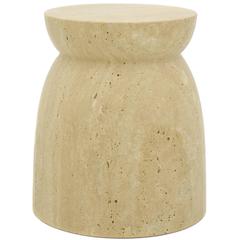Pair of Italian Modern Travertine Marble Cork Side Tables or Stools