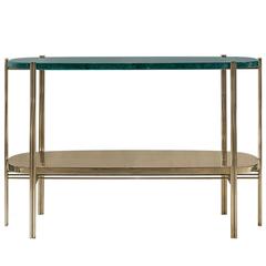 Large European Mid-Century Modern Retro Marble and Brass Console Table