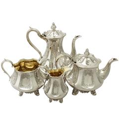 Antike viktorianische 1840er Sterling Silber Vier Stücke Tee und Kaffee-Service