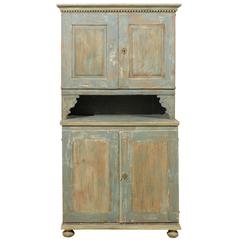 An 18th C. Swedish Late Gustavian Wood Cabinet with Original Green Yellow Paint 11