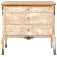 French Early 19th Century Marble Top, Three-Drawer Chest French Early 19th Century Marble Top, Three-Drawer Chest