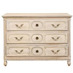French Three-Drawer Painted Wood Chest from the Late 18th Century