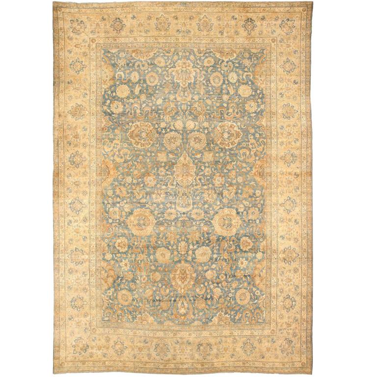Large Light Blue Persian Kerman Rug For Sale at 1stdibs