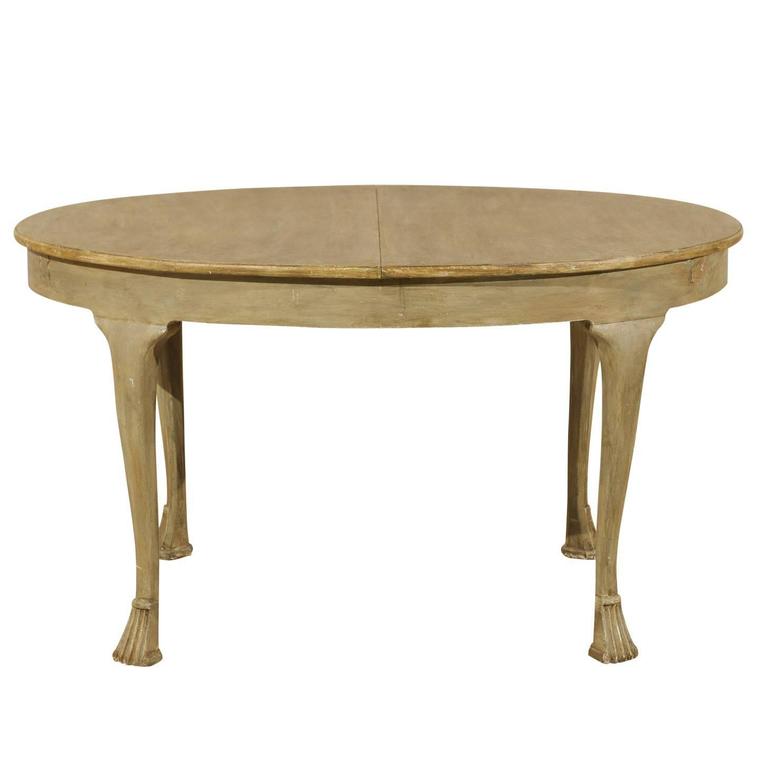 19th Century European Painted Oval Wood Table with Hideaway Leaves
