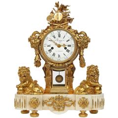 French 19th Century Louis XVI St. Ormolu Clock by Roque, Paris