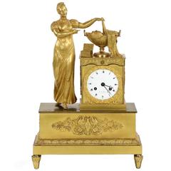 French Napoleon III Gilt-Bronze Figural Mantel Clock, Late 19th Century