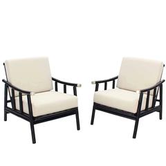 Pair of Faux Bamboo Lounge Chairs New Upholstery 1