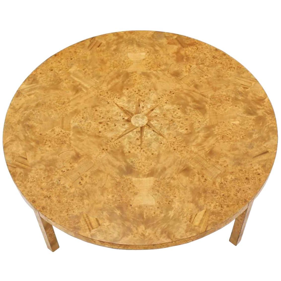 Large Round Burl Wood Coffee Table