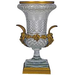 Early 20th Century Crystal Vase with Bronze Ormolu Mounts