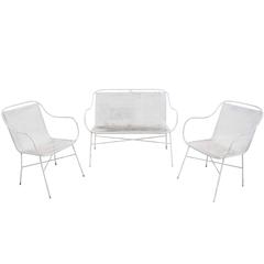 Outdoor Metal Loveseat and Pair of Matching Chairs