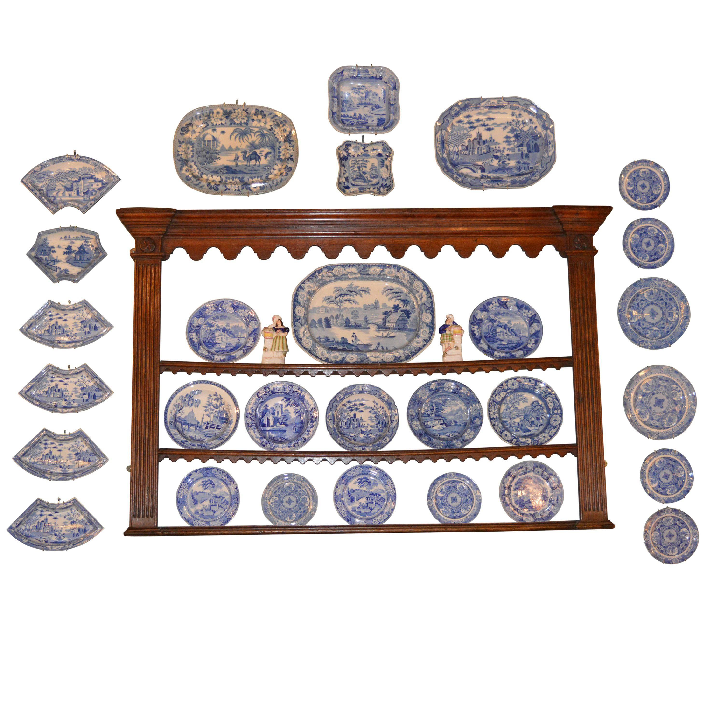 30 Piece Collection of Blue and White Transferware For Sale