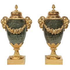 French 19th Century Louis XVI Style Brèche Verte D'Egypte Marble Urns 8