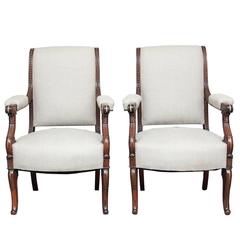 Pair of Rare 19th Century French Rosewood Armchairs