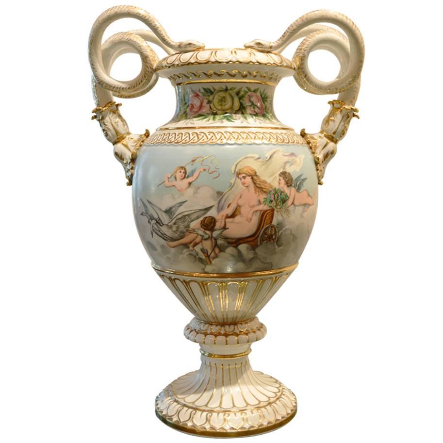 Antique Hand-Painted Meissen Vase