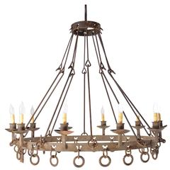 Antique Handsome Early 20th Century Cast Iron Chandelier