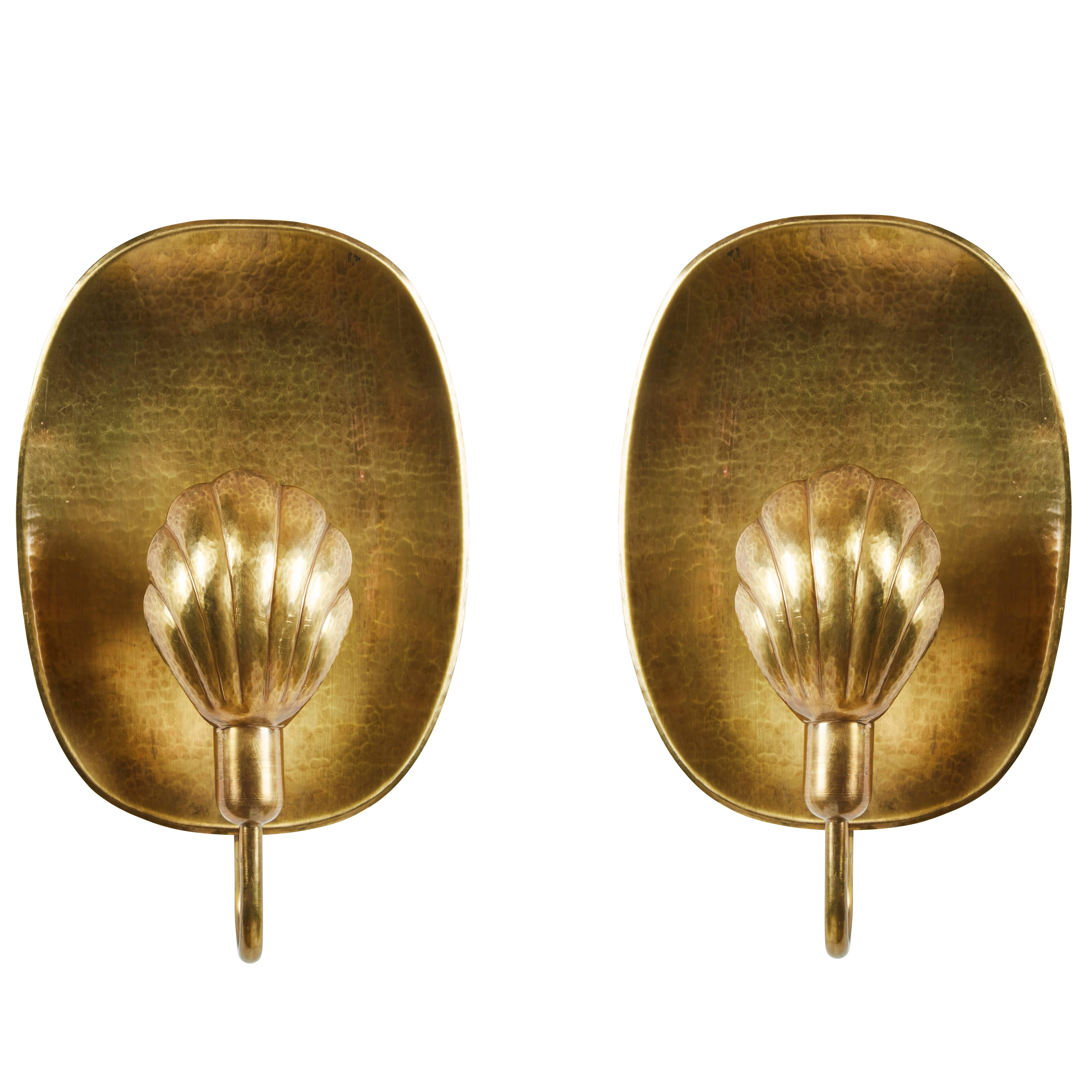 Pair of Brass Sconces by Firma Lars Holmström for Arvika