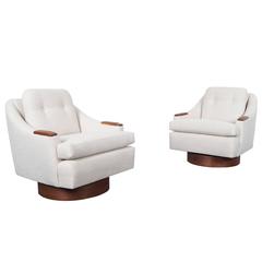 Mid-Century Walnut Swivel Lounge Chairs