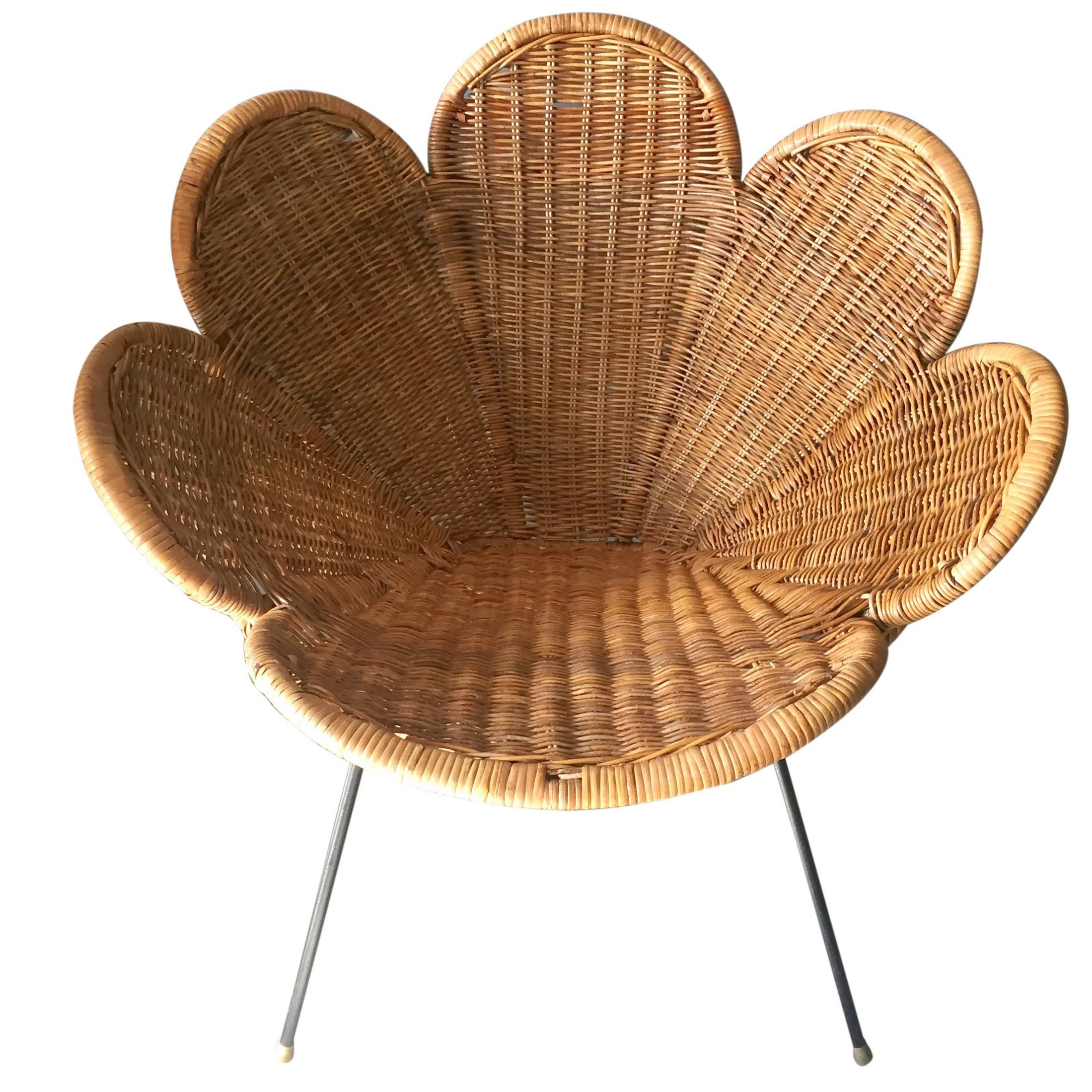 Rattan and Iron Flower Chair