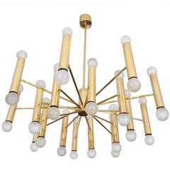 Very Large 36 Lights Brass Sputnik Chandelier, 1960s Modernist Pendant Light 11