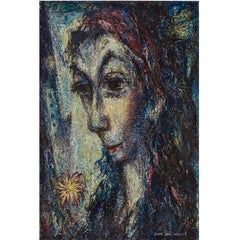 Vintage John Law Walker Painting, Titled "The Last Flower"
