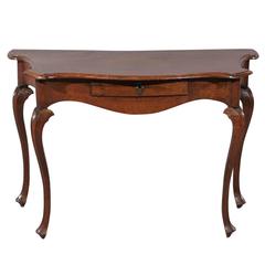 Mid-18th Century Italian Rococo Walnut Serpentine Console with Cabriole Legs