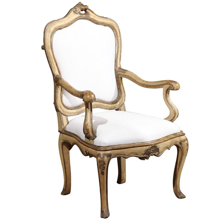 18th Century Venetian Rococo Painted Fauteuil For Sale 1stDibs | fauteuil rococo