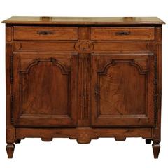 Late 18th Century French Louis XVI Walnut Buffet with Fluting and Tapered Leg