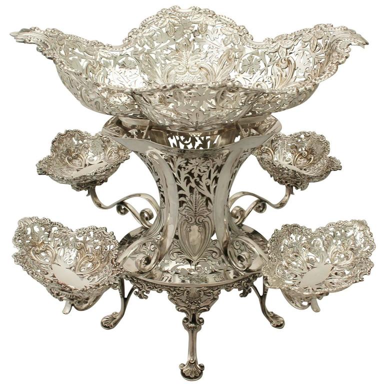 Antique Edwardian Sterling Silver Epergne/Centerpiece at 1stDibs