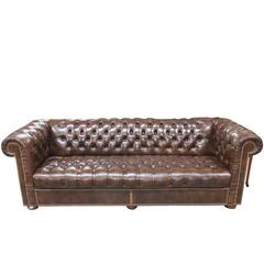 Brown Leather Chesterfield Sofa