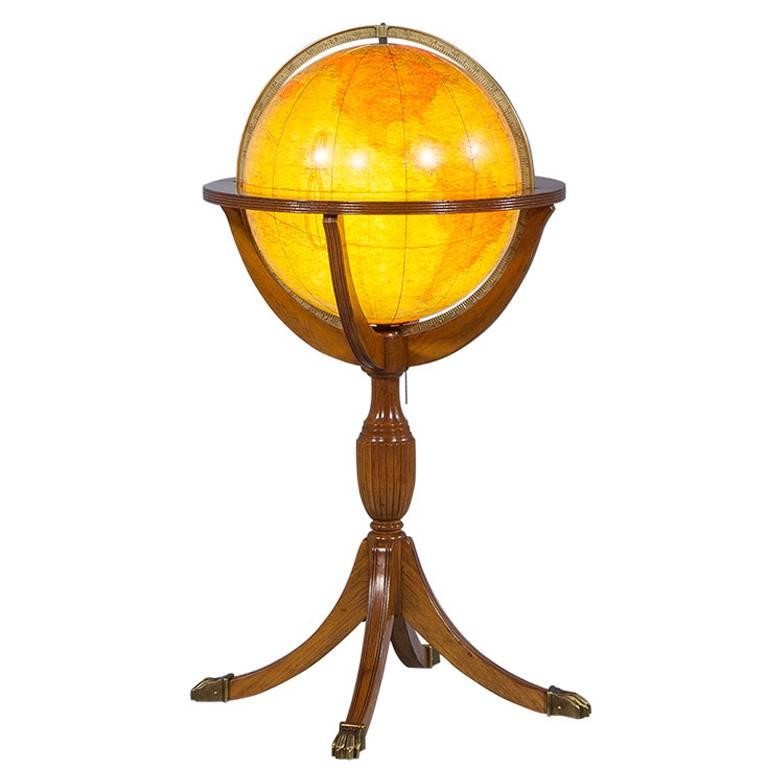 Traditional Floor Globe Lamp on Claw Base Pedestal