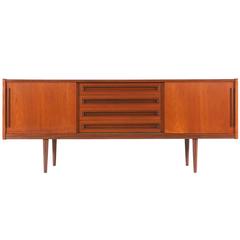 Danish Modern Teak Credenza with Sliding Door Panels