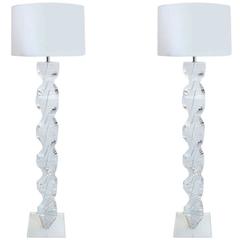 Pair of 1970s "Spiral" Floor Lamps in Lucite 9