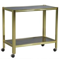 Vintage Art Deco Satin Brass Bar Cart 11