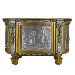 20th Century Empire Style Jardinière in Bronze and Silver