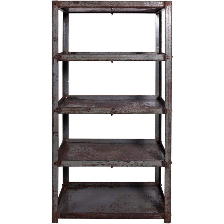 Early 20th Century Metal Shelves Salvaged From Textile Factory In Early 20th Century Metal Shelves Salvaged From Textile Factory In England For