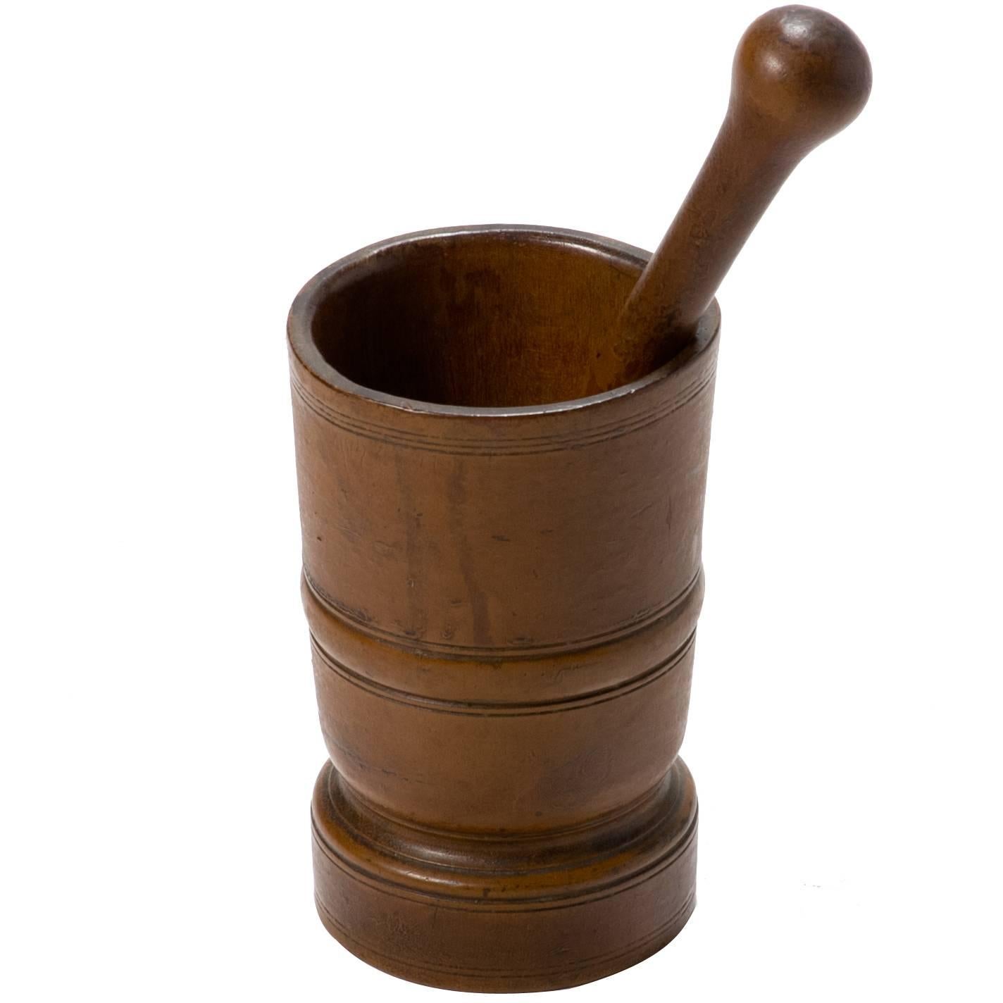 A Late 19th Century Wooden Mortar and Pestle