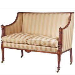 19th Century Inlaid Mahogany Settee Sofa