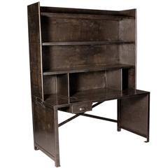 A Large Bibliotech Desk in Metal with Shelves 