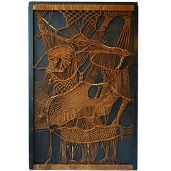 1970s Macramé Panel of Woven and Beaded Rope Tapestry 4
