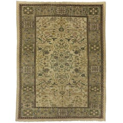 Distressed Antique Persian Sultanabad Rug with English Country Cottage Style