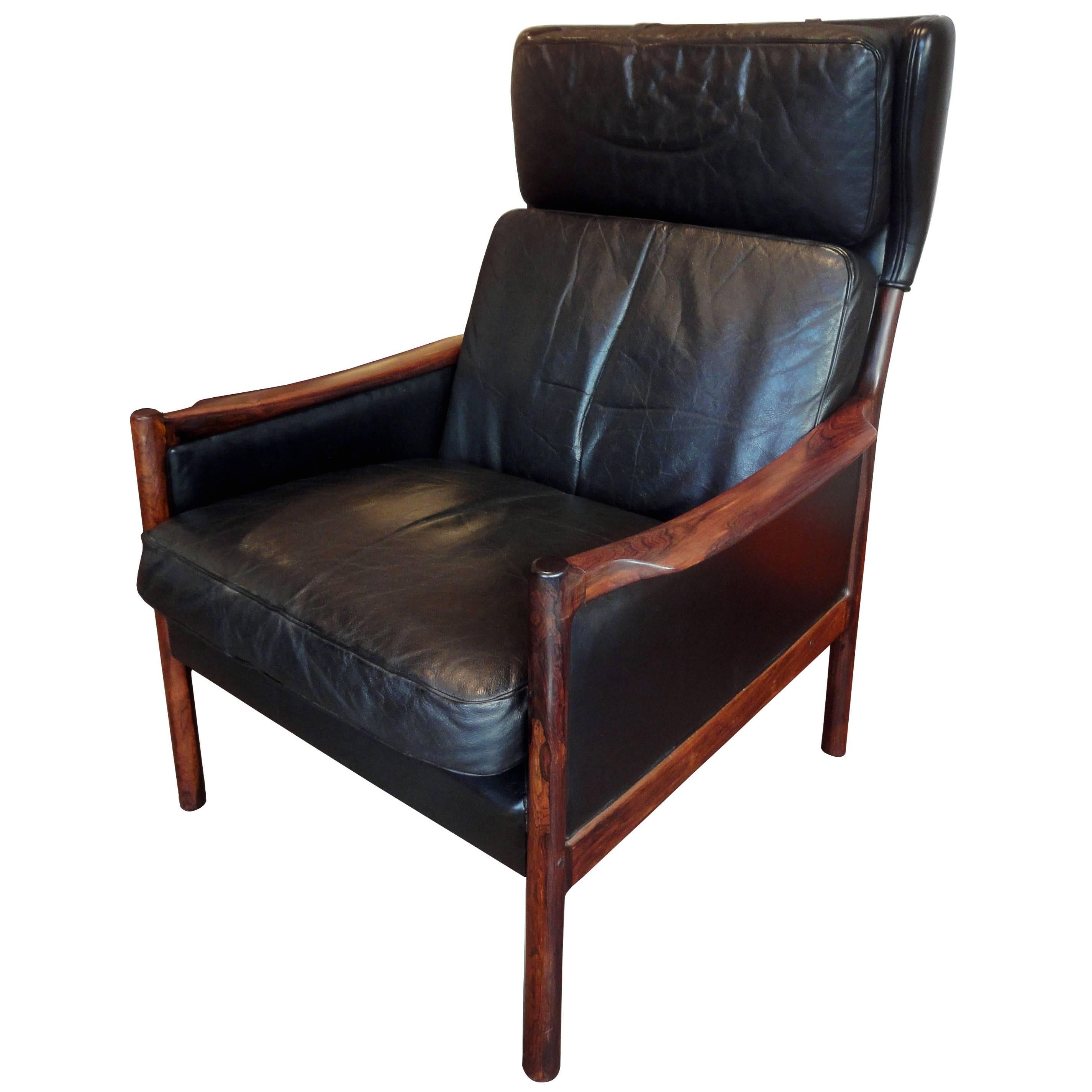 Wingback Leather Armchair For Sale